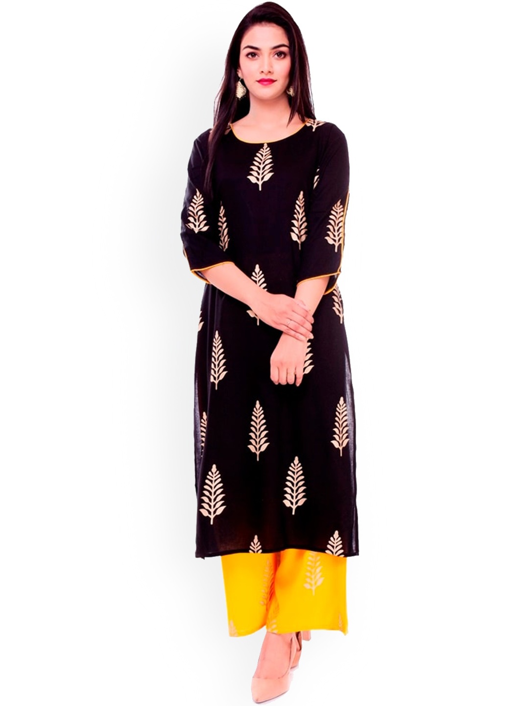 

Fabriko Women Black Paisley Printed Kurta with Palazzos