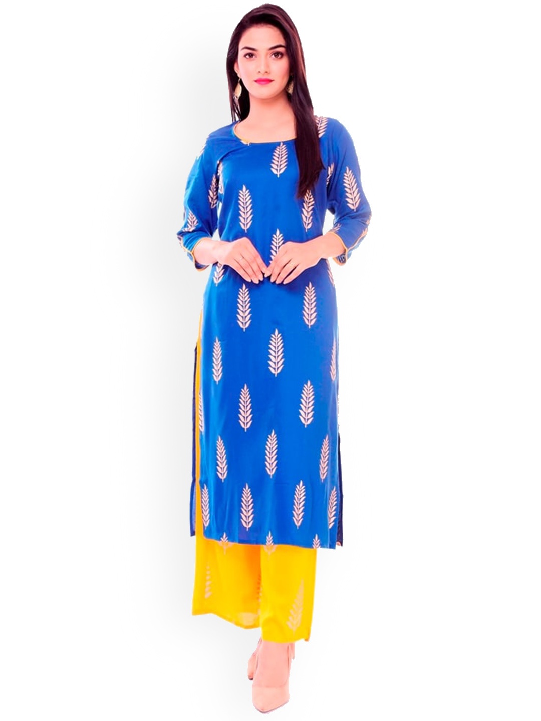 

Fabriko Women Blue Paisley Printed Kurta with Palazzos