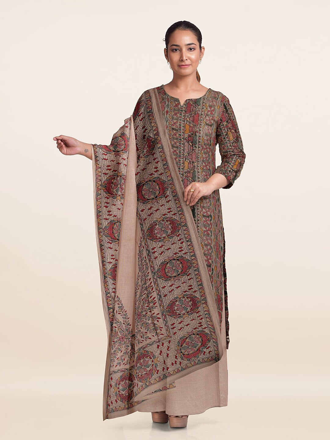 

Pothys Unstitched Dress Material, Grey