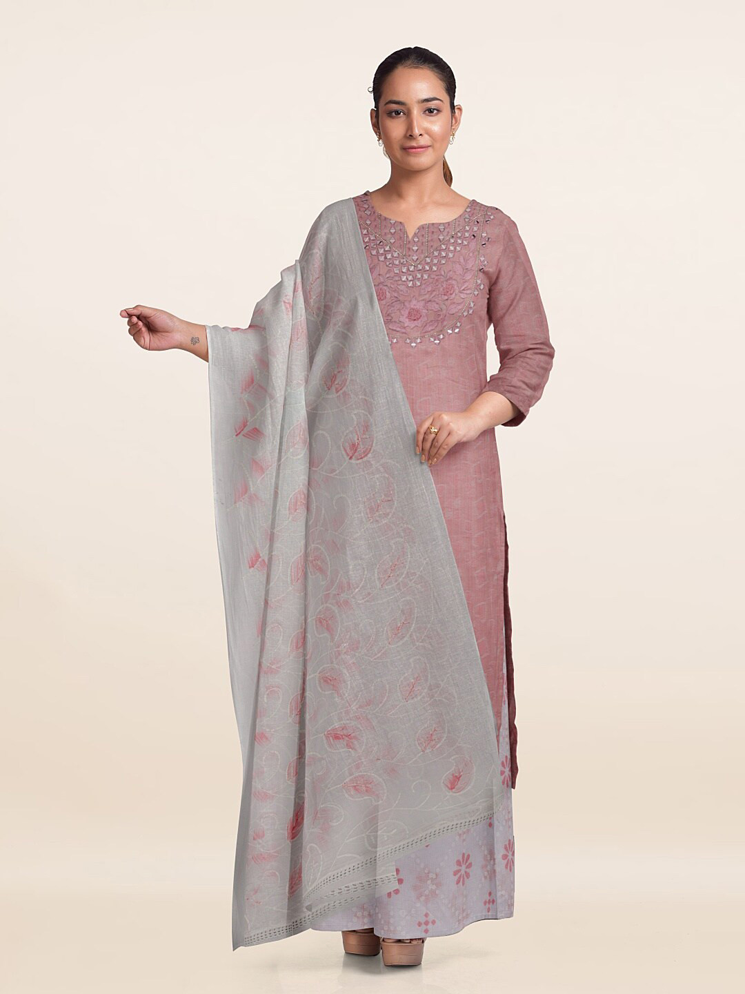 

Pothys Printed Unstitched Dress Material, Pink