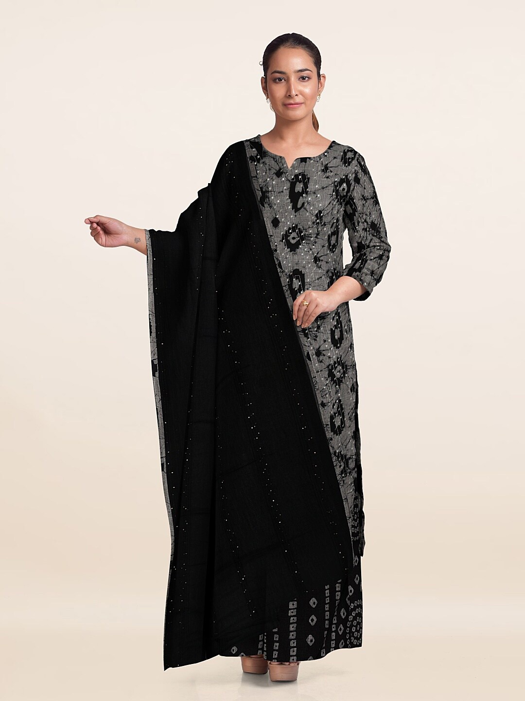 

Pothys Printed Unstitched Dress Material, Grey