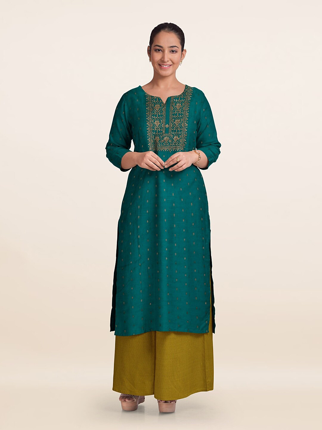 

Pothys Unstitched Dress Material, Blue