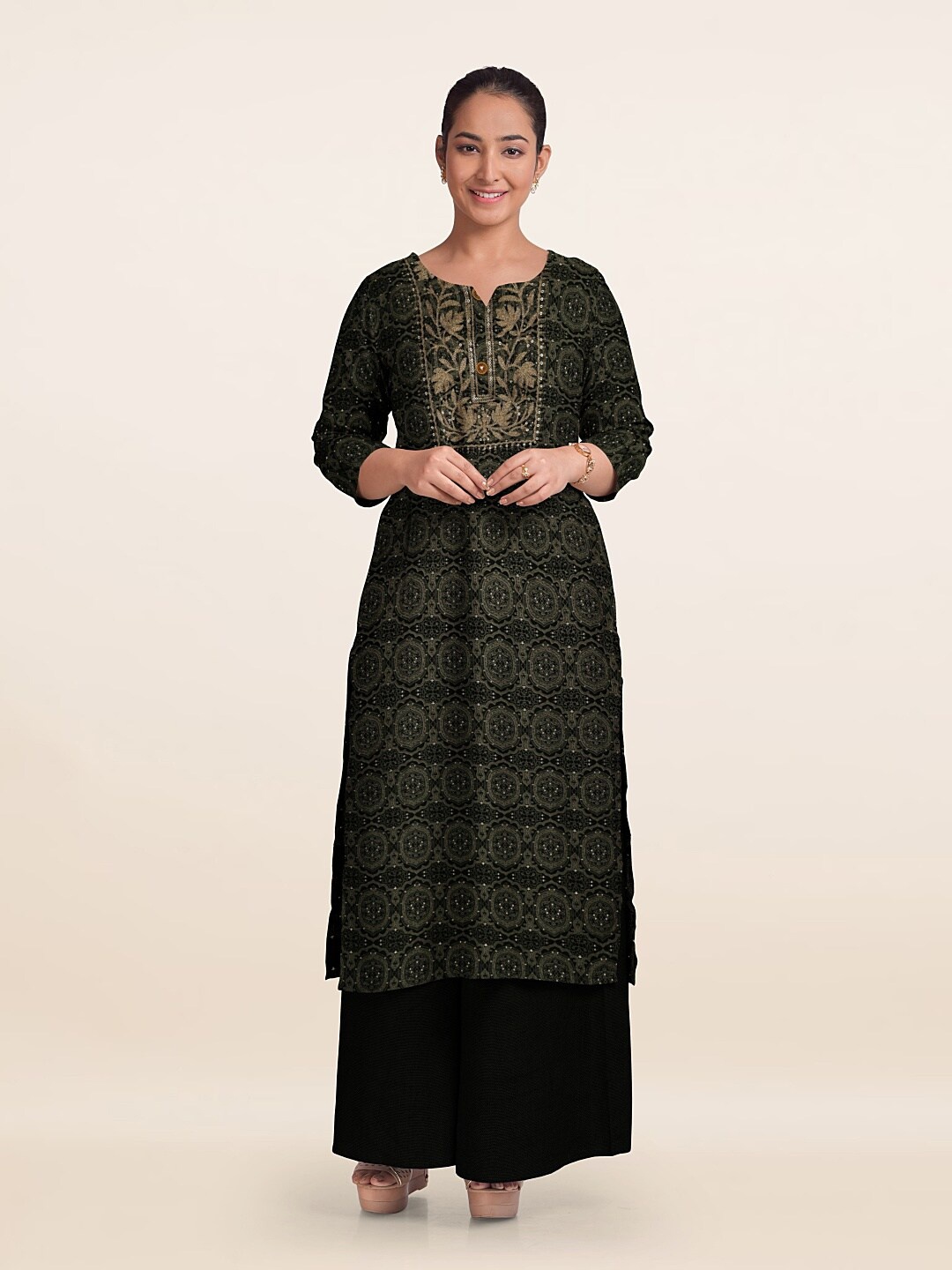 

Pothys Unstitched Dress Material, Green