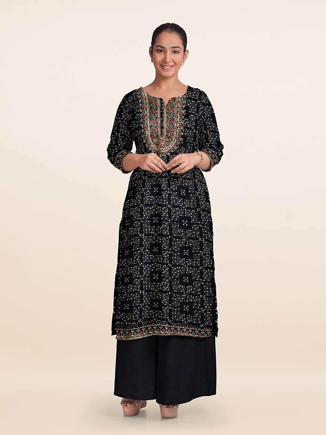 

Pothys Viscose Rayon Unstitched Dress Material, Navy blue