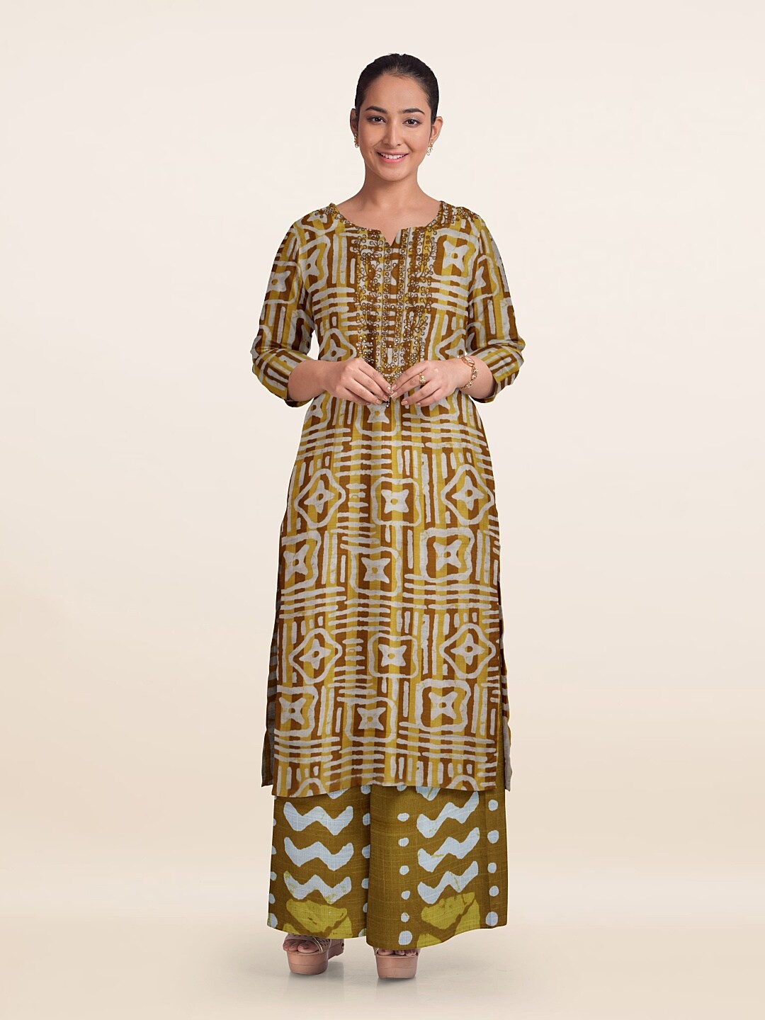 

Pothys Printed Unstitched Dress Material, Brown