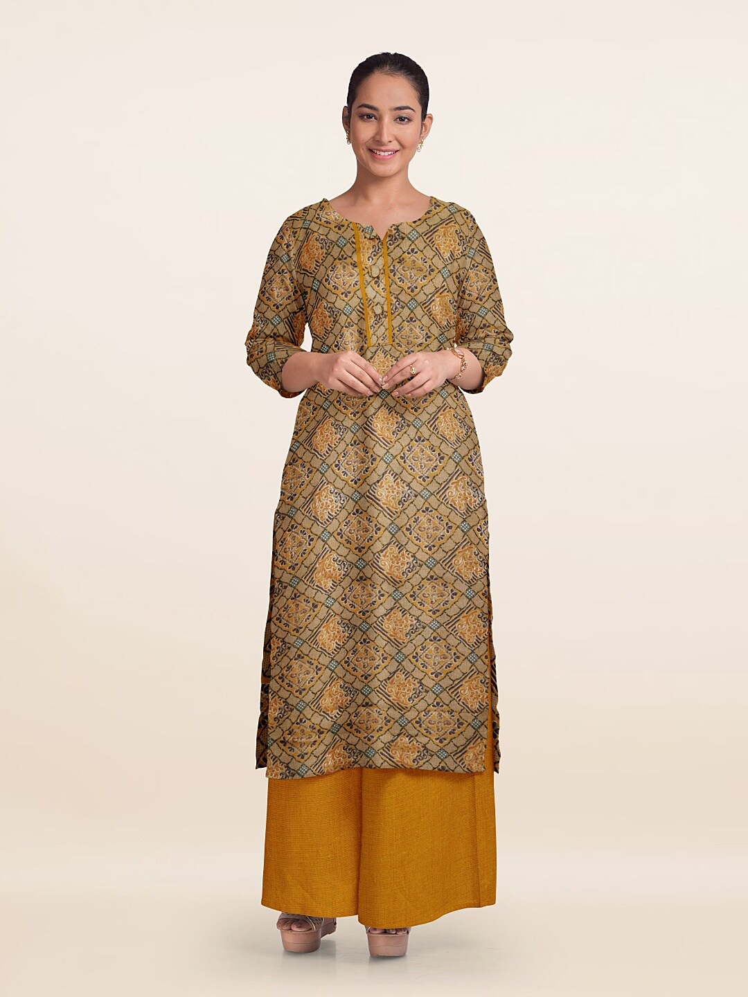 

Pothys Printed Unstitched Dress Material, Yellow