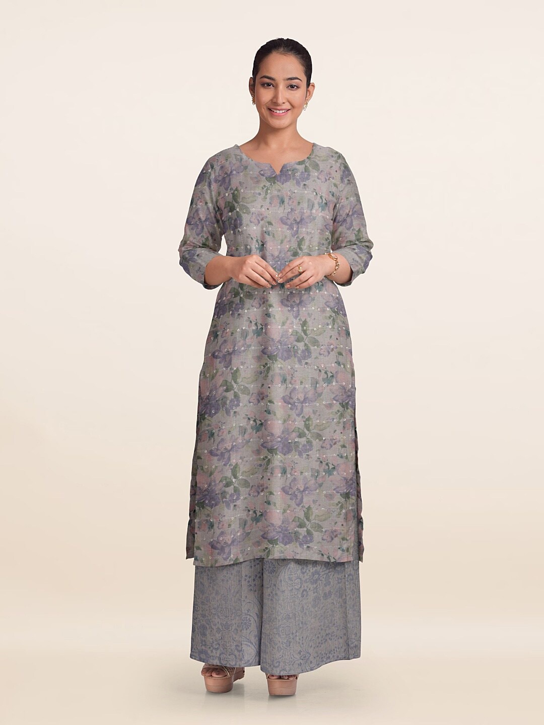 

Pothys Printed Unstitched Dress Material, Blue