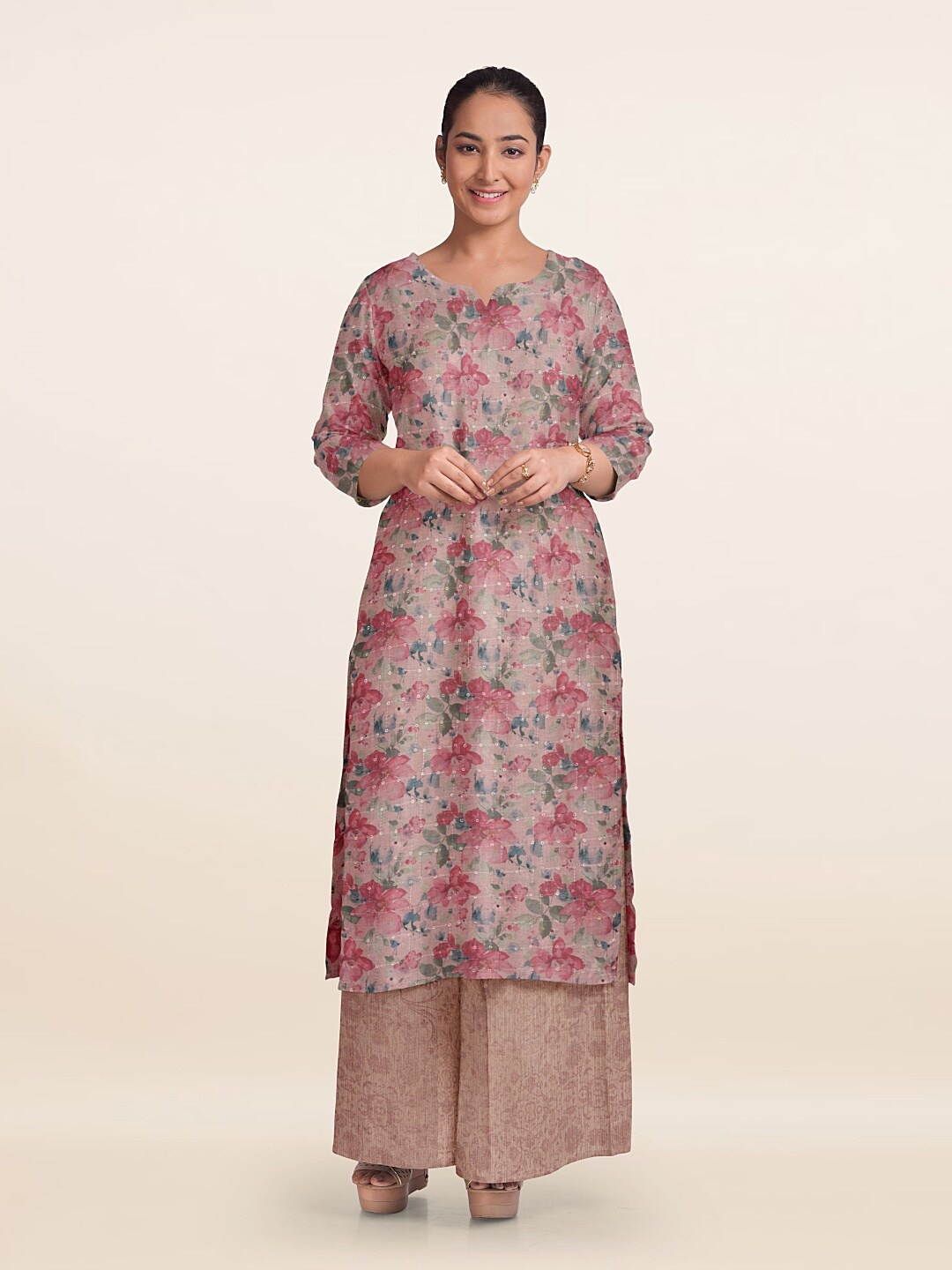 

Pothys Printed Unstitched Dress Material, Pink