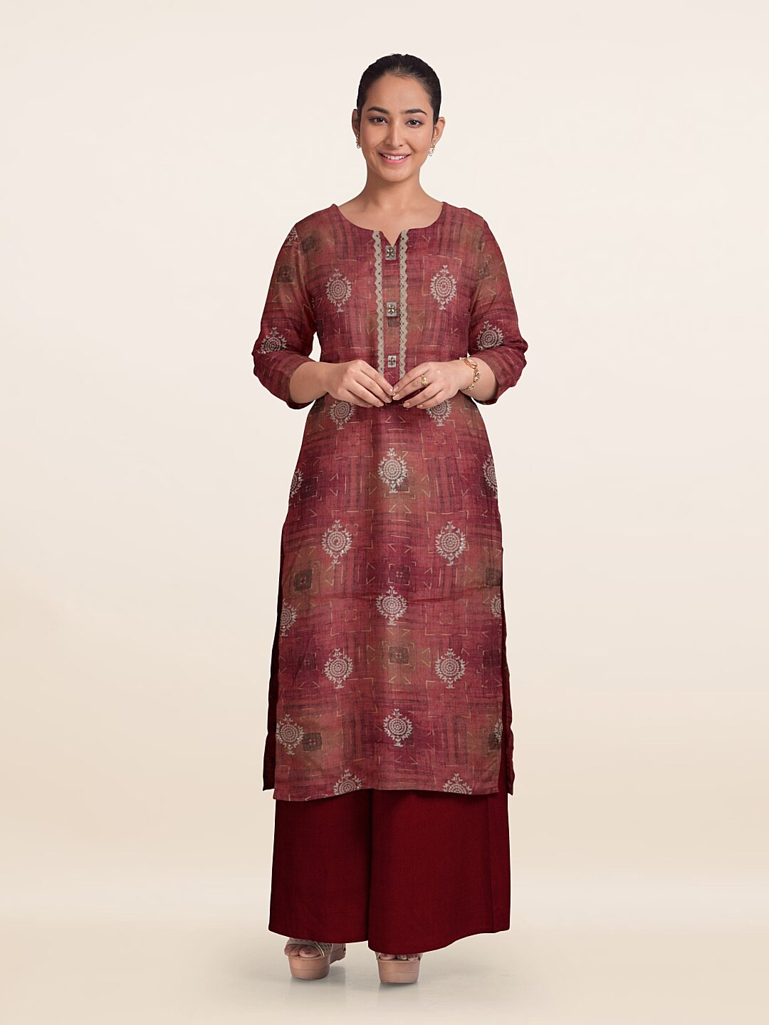 

Pothys Printed Unstitched Dress Material, Pink