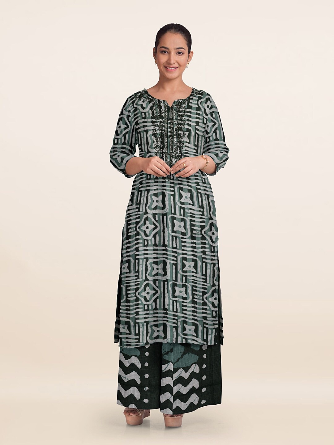

Pothys Embroidered Unstitched Dress Material, Blue
