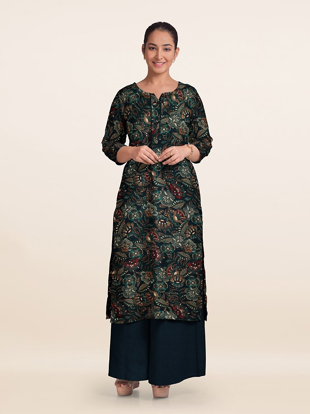 

Pothys Printed Unstitched Dress Material, Navy blue
