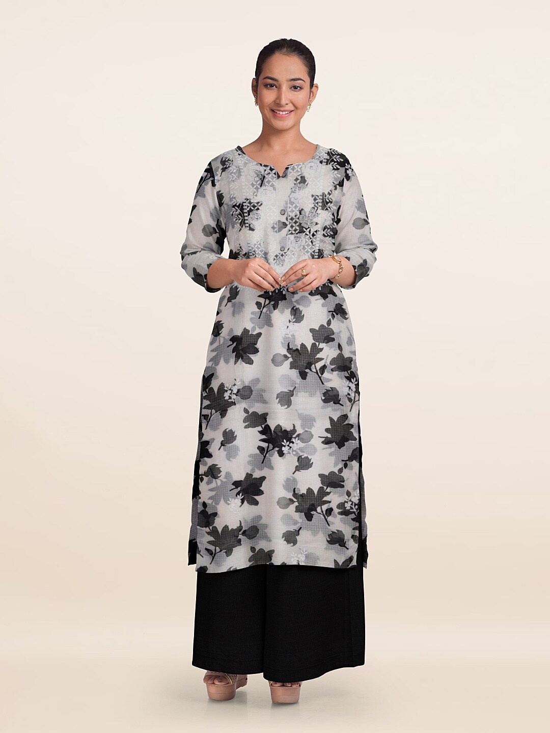 

Pothys Embroidered Unstitched Dress Material, White