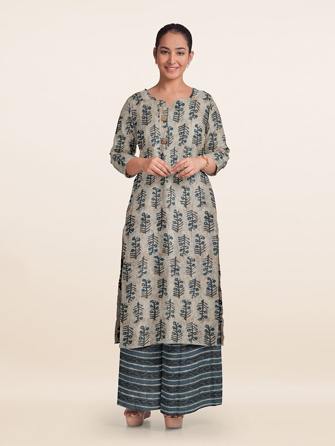 

Pothys Printed Unstitched Dress Material, Grey