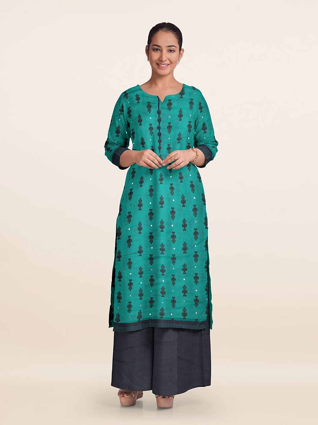 

Pothys Printed Unstitched Dress Material, Blue