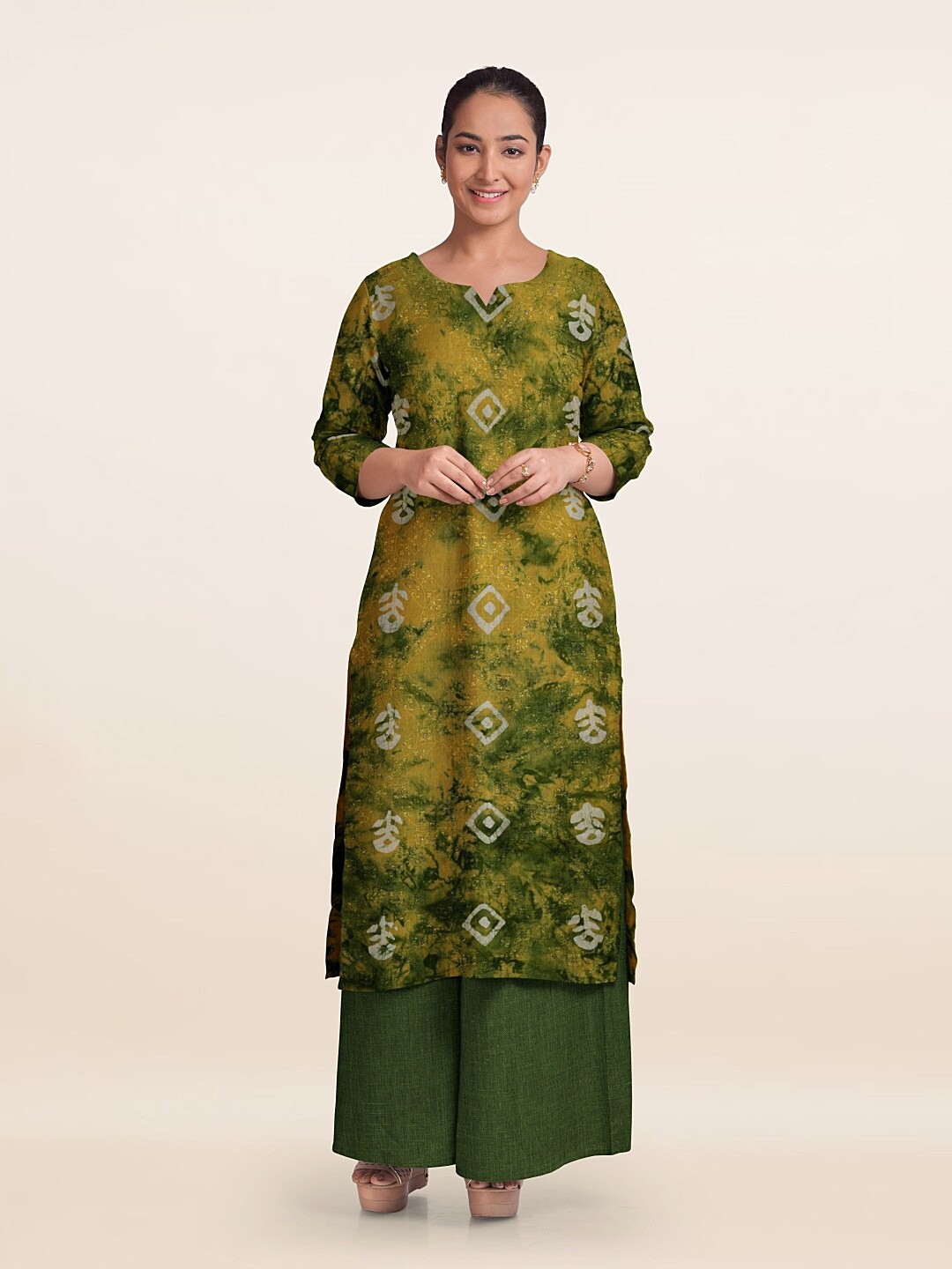 

Pothys Printed Unstitched Dress Material, Green
