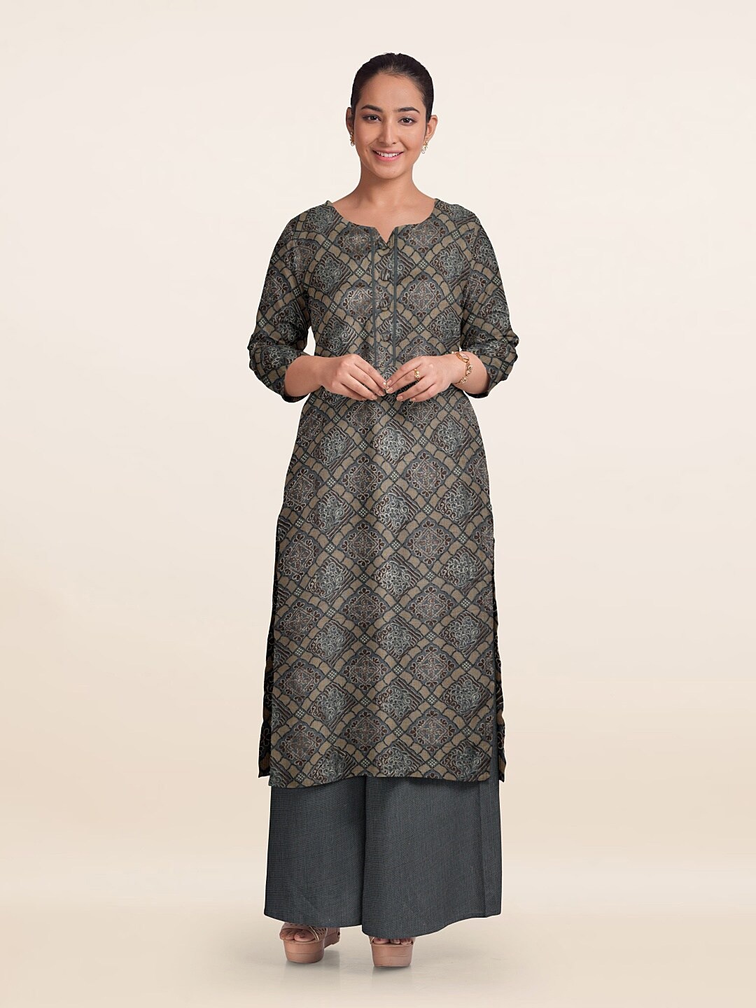 

Pothys Printed Unstitched Dress Material, Blue