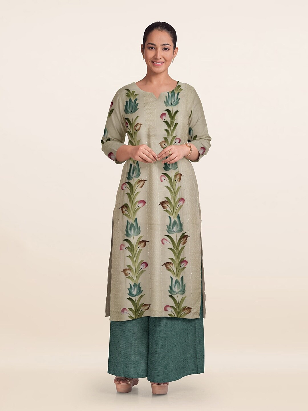 

Pothys Unstitched Dress Material, Cream