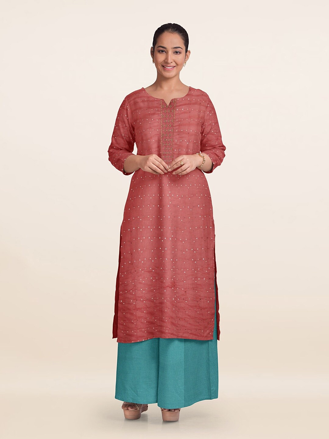 

Pothys Embellished Unstitched Dress Material, Pink