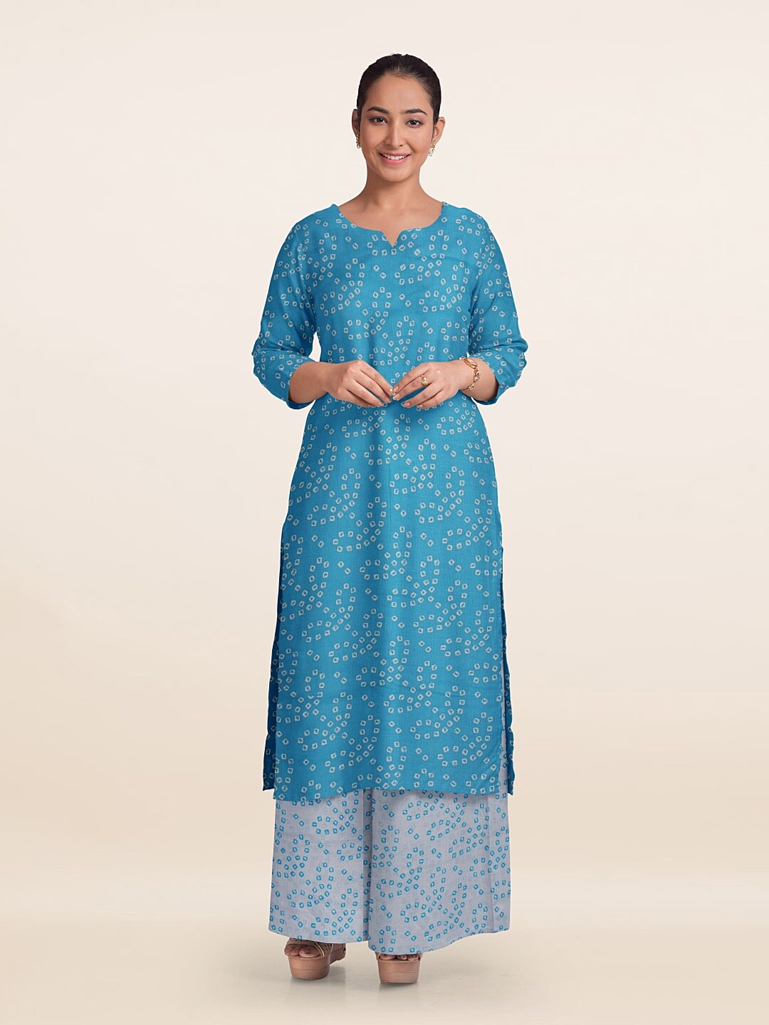 

Pothys Printed Unstitched Dress Material, Blue