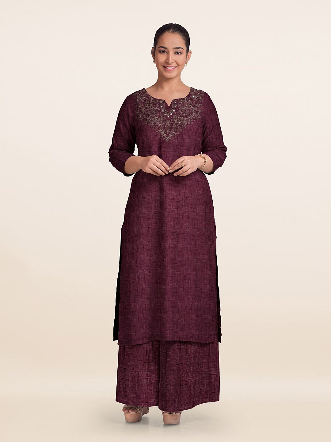 

Pothys Unstitched Dress Material, Magenta