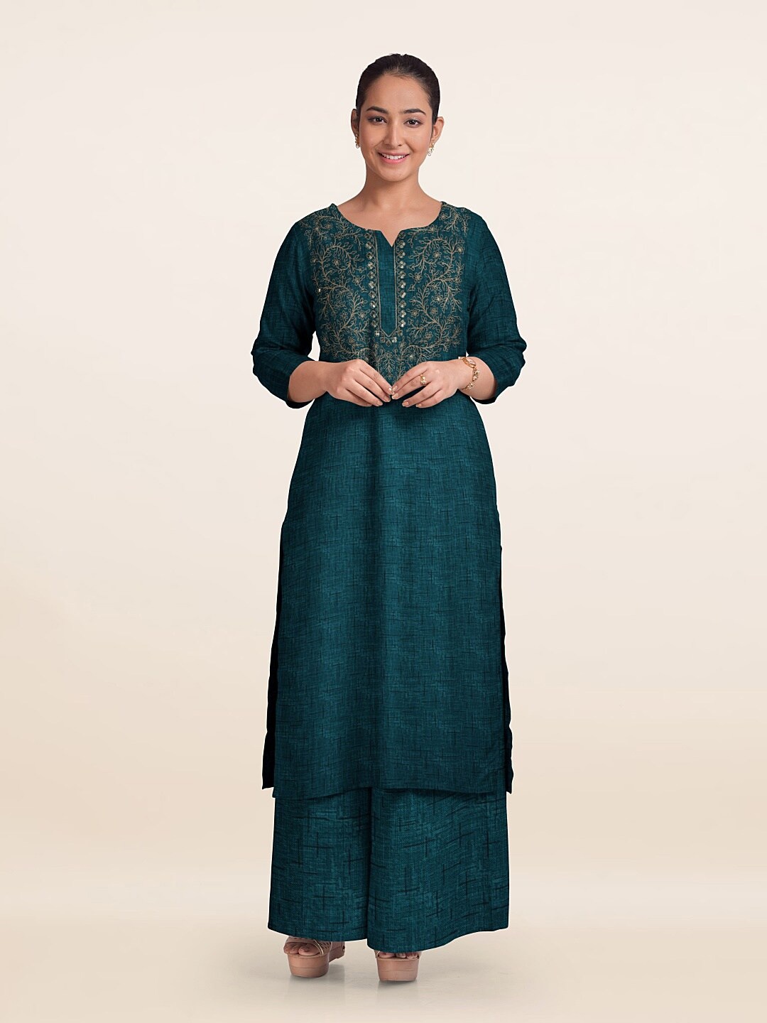 

Pothys Printed Unstitched Dress Material, Blue
