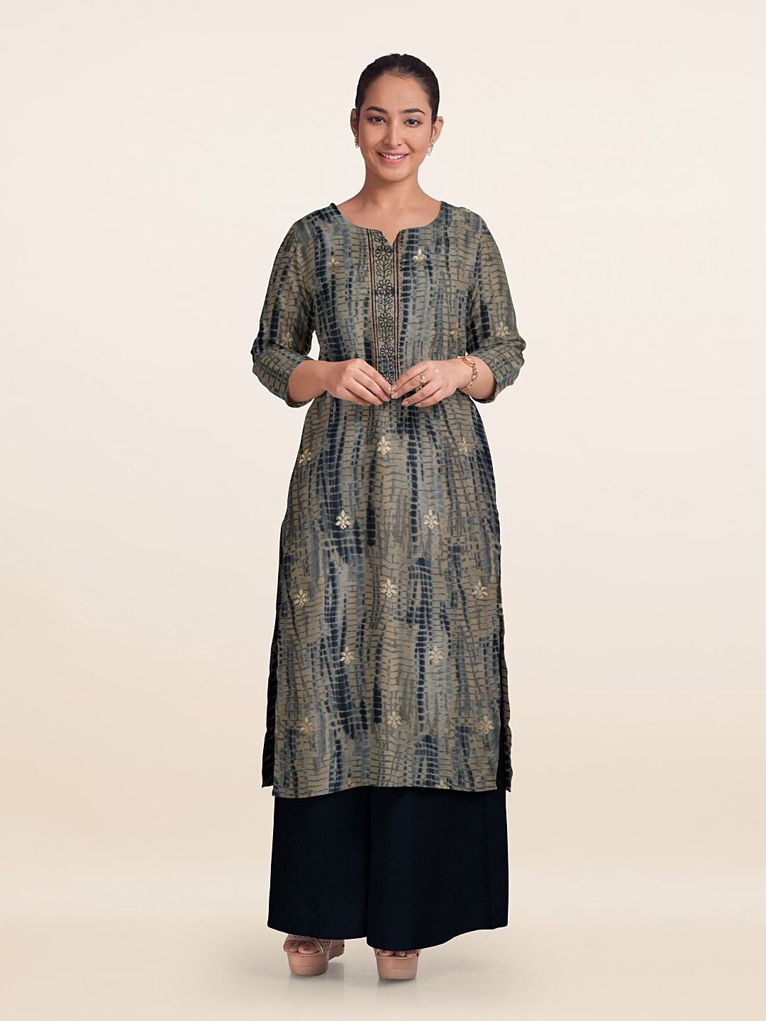 

Pothys Printed Unstitched Dress Material, Navy blue