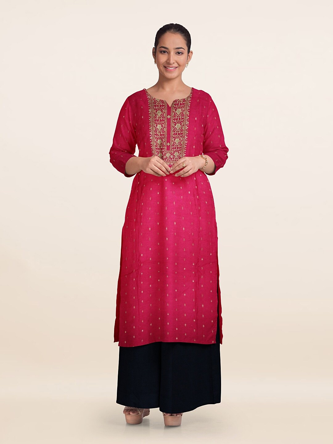 

Pothys Printed Unstitched Dress Material, Pink