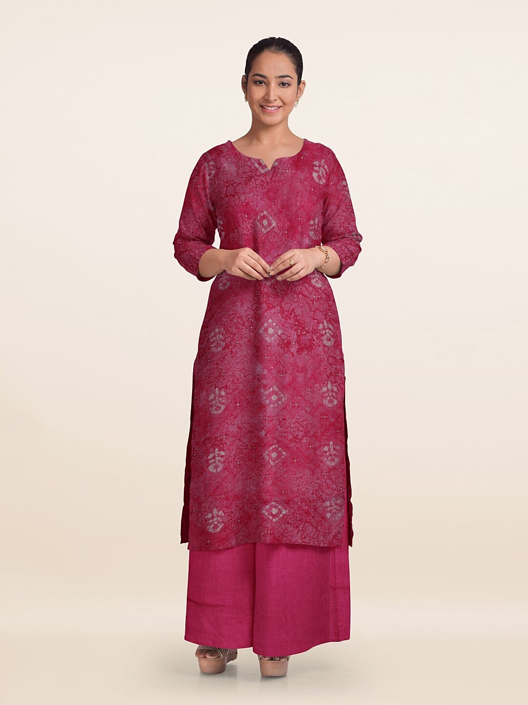 

Pothys Printed Unstitched Dress Material, Pink