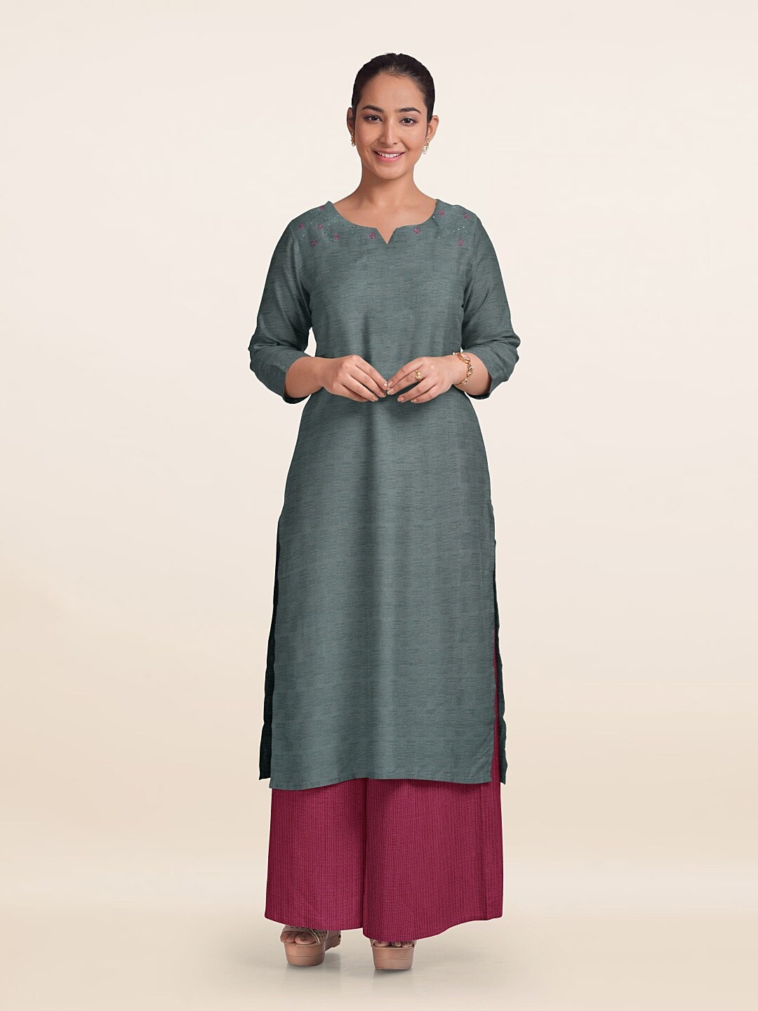 

Pothys Unstitched Dress Material, Grey
