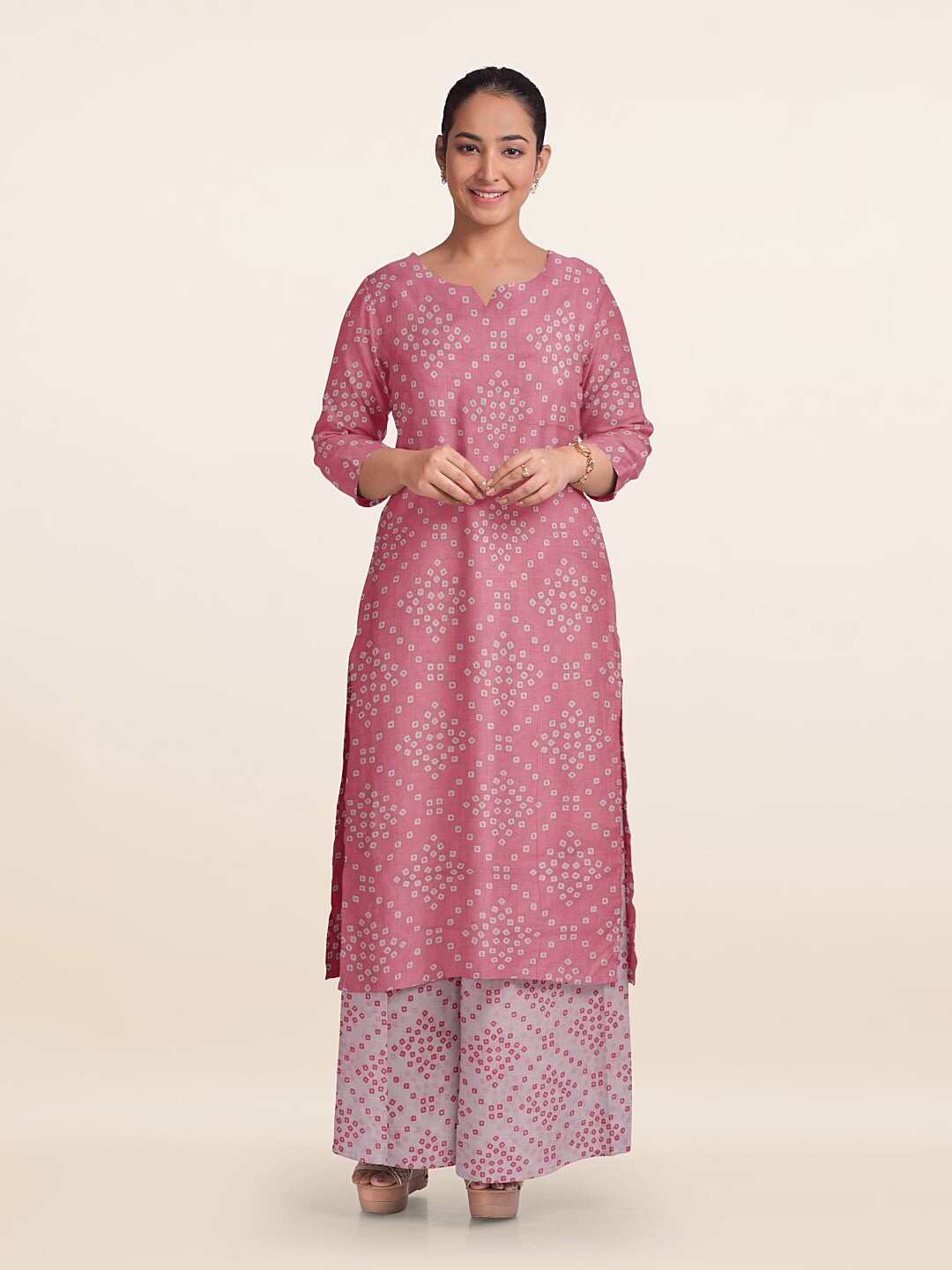 

Pothys Printed Unstitched Dress Material, Pink
