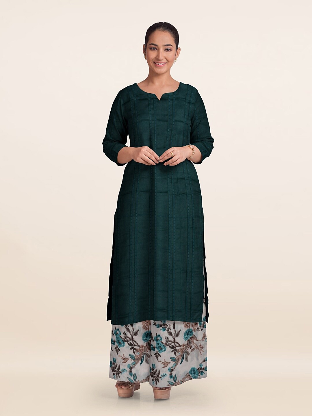 

Pothys Unstitched Dress Material, Green