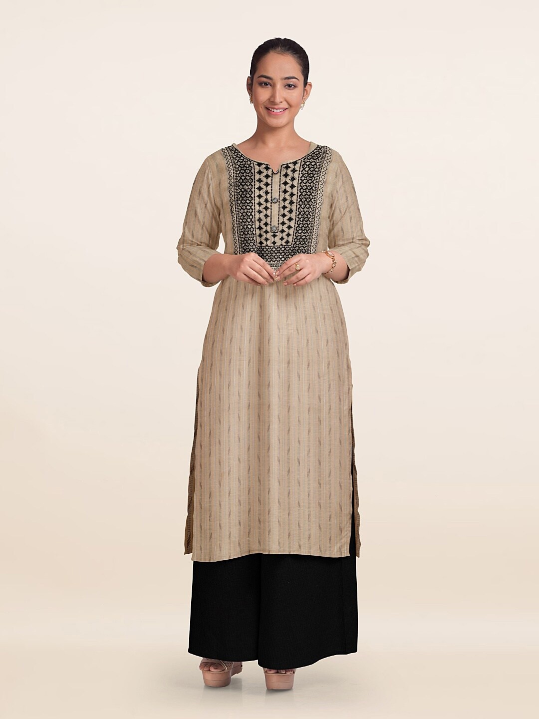 

Pothys Unstitched Dress Material, Cream
