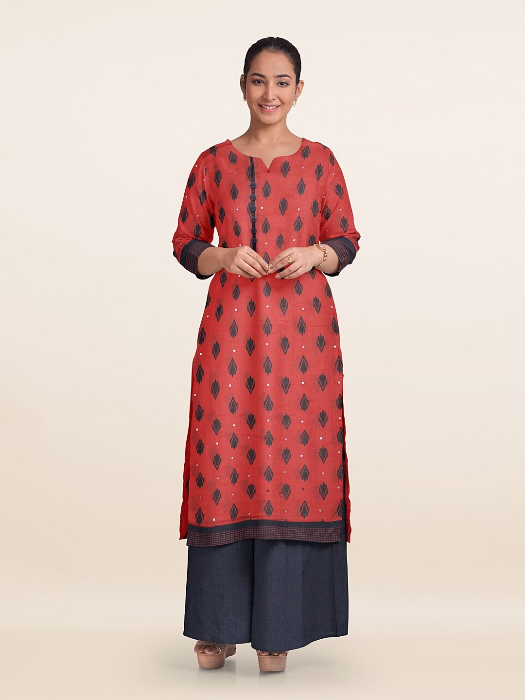 

Pothys Printed Unstitched Dress Material, Red