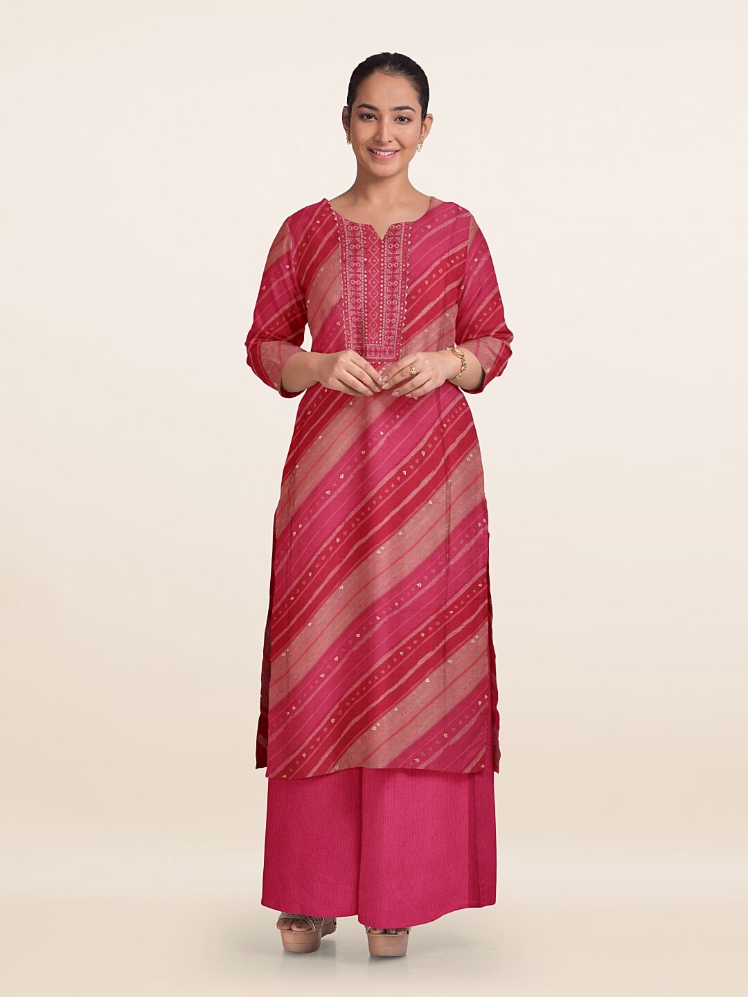 

Pothys Embroidered Unstitched Dress Material, Pink