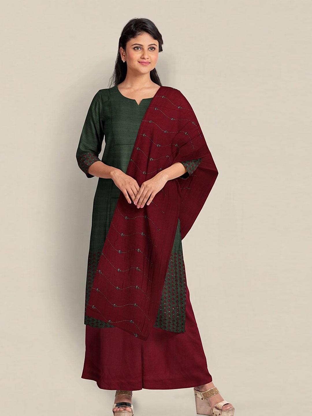 

Pothys Unstitched Dress Material, Green