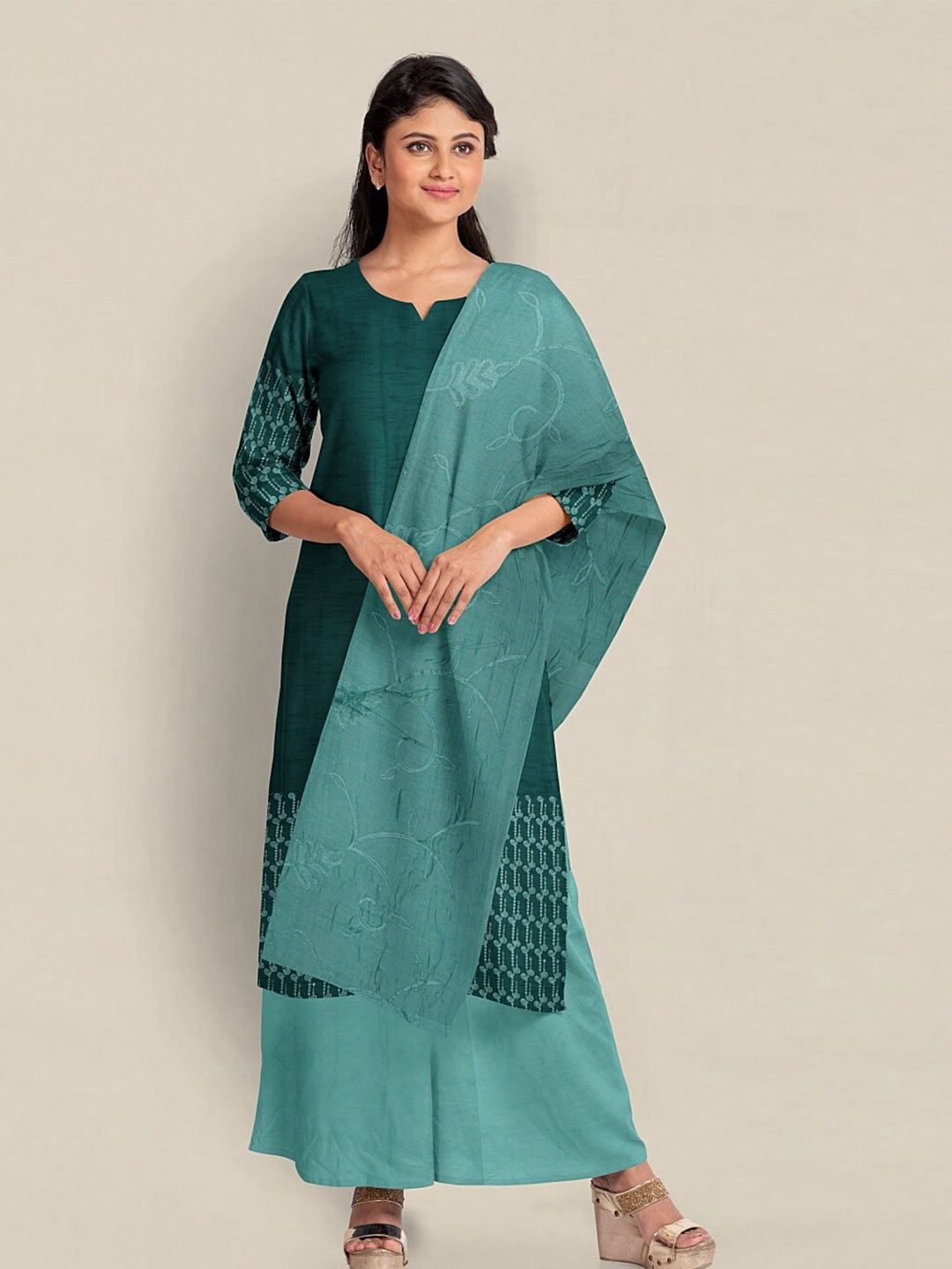 

Pothys Unstitched Dress Material, Green