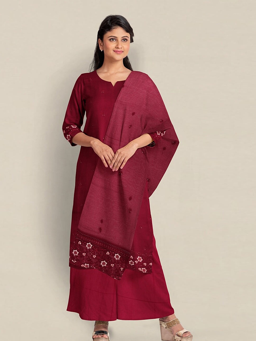 

Pothys Unstitched Dress Material, Magenta