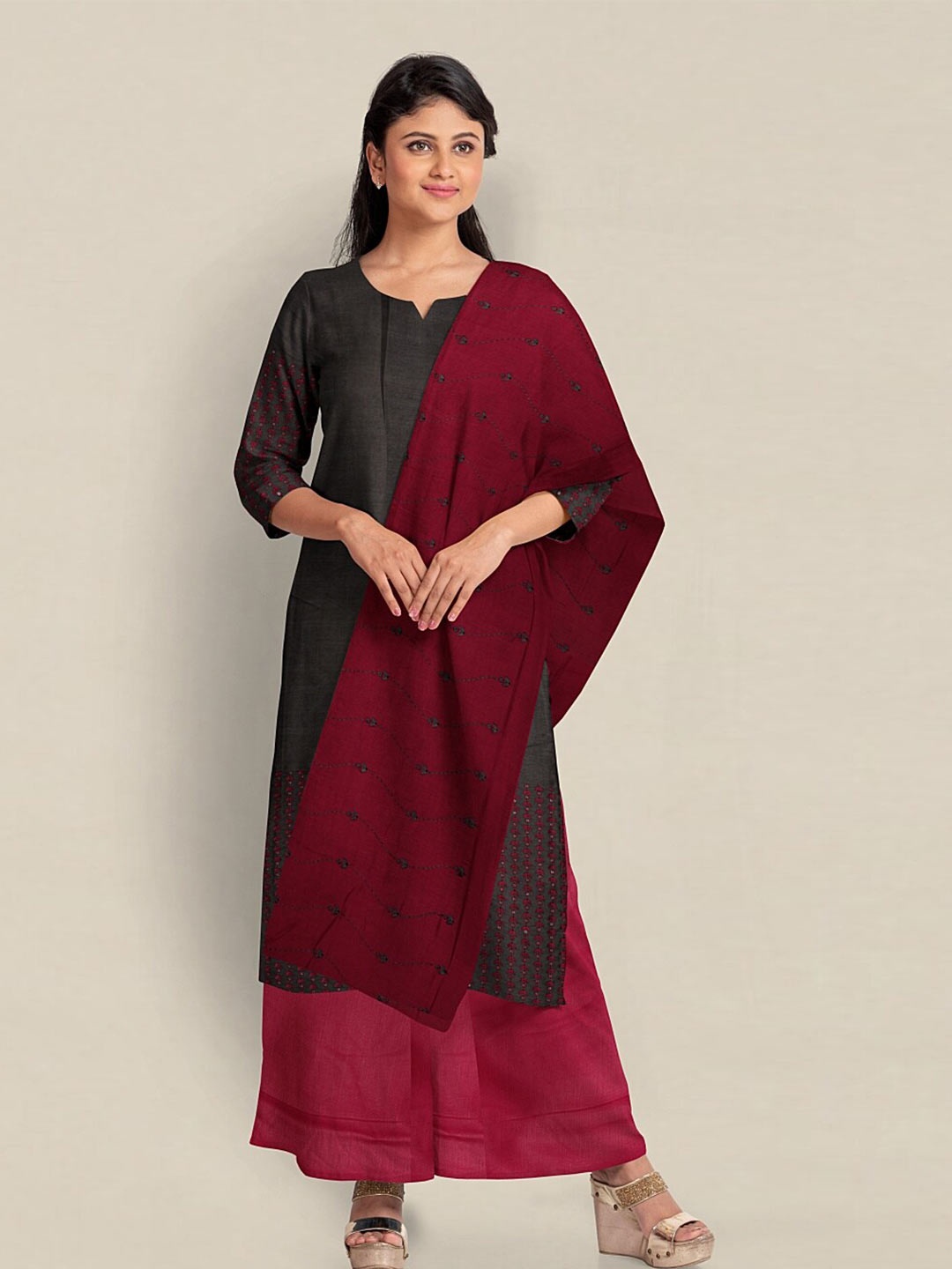 

Pothys Embroidered Unstitched Dress Material, Grey
