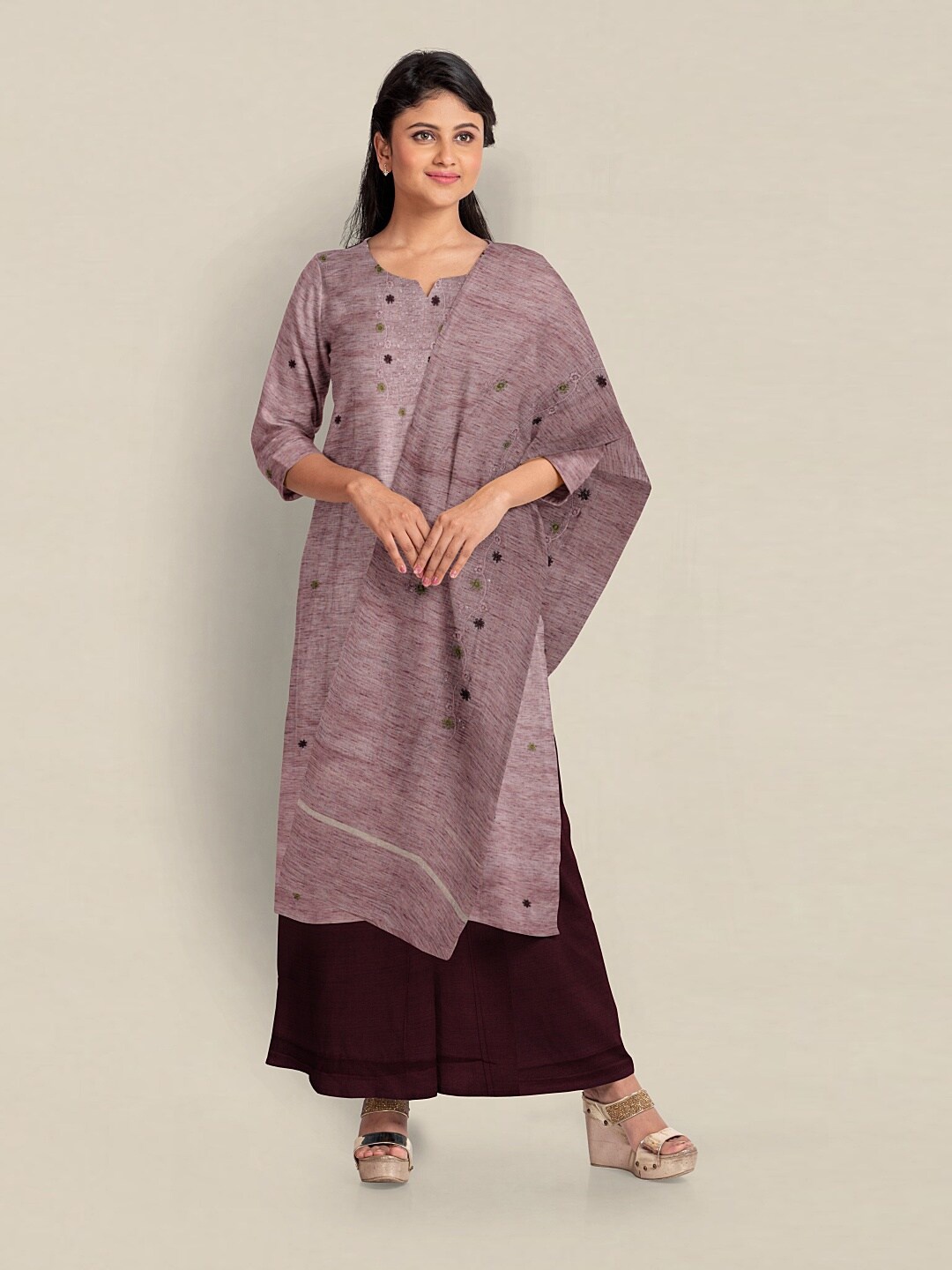 

Pothys Embroidered Unstitched Dress Material, Pink