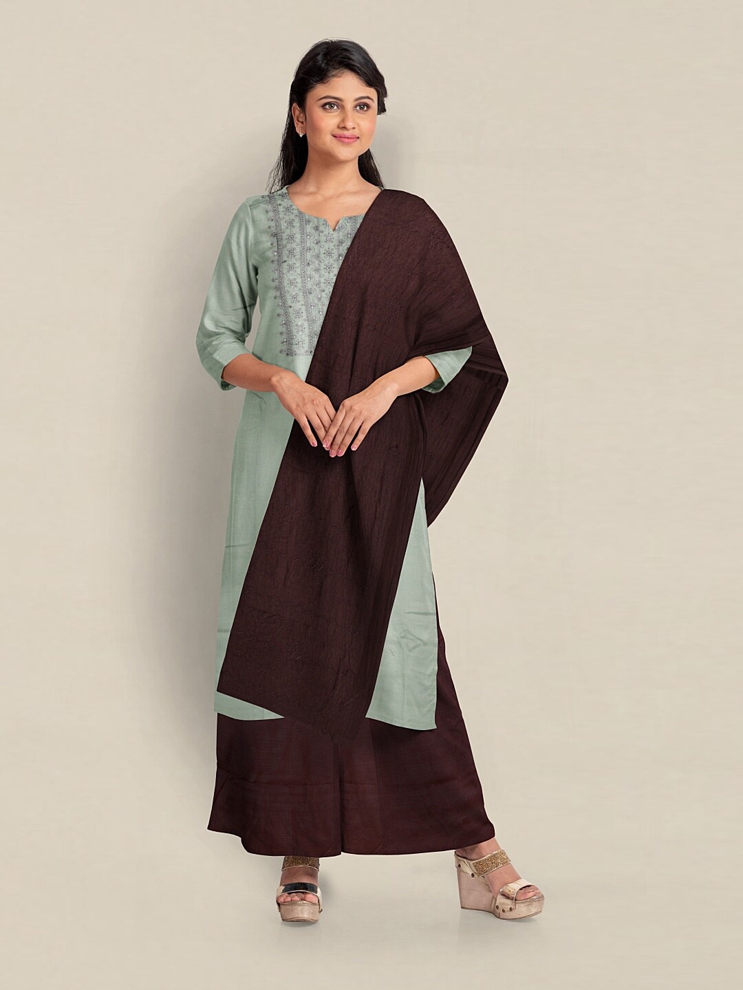 

Pothys Embroidered Unstitched Dress Material, Green