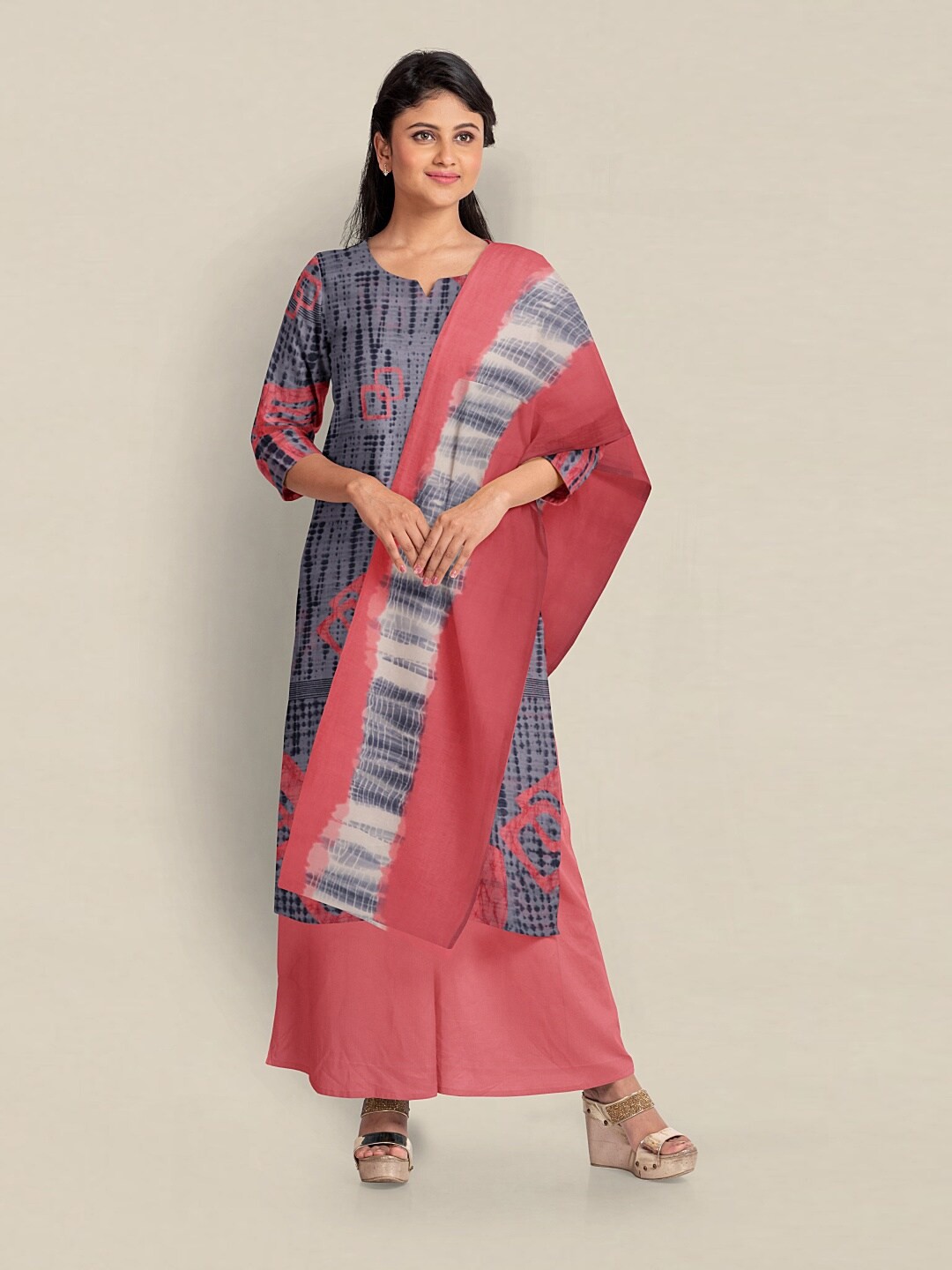 

Pothys Geometric Printed Unstitched Dress Material, Blue