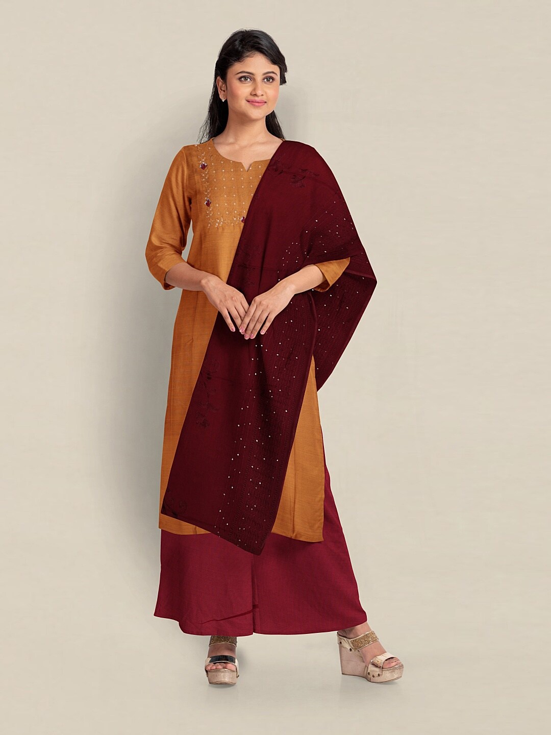 

Pothys Printed Unstitched Dress Material, Mustard