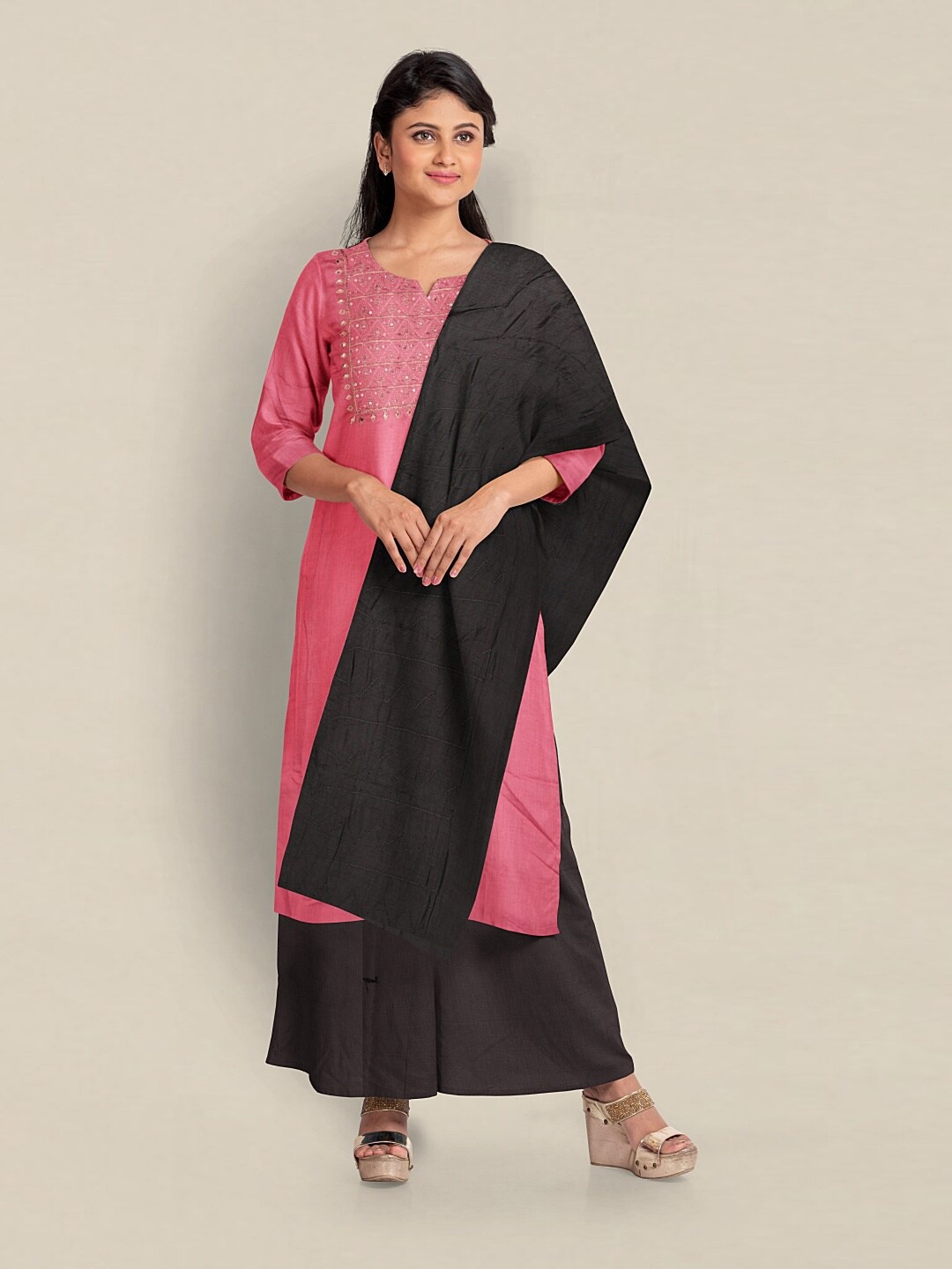 

Pothys Embroidered Unstitched Dress Material, Pink
