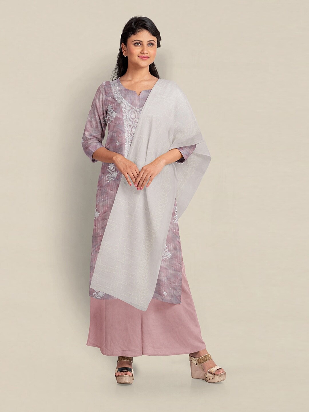 

Pothys Embroidered Unstitched Dress Material, Pink
