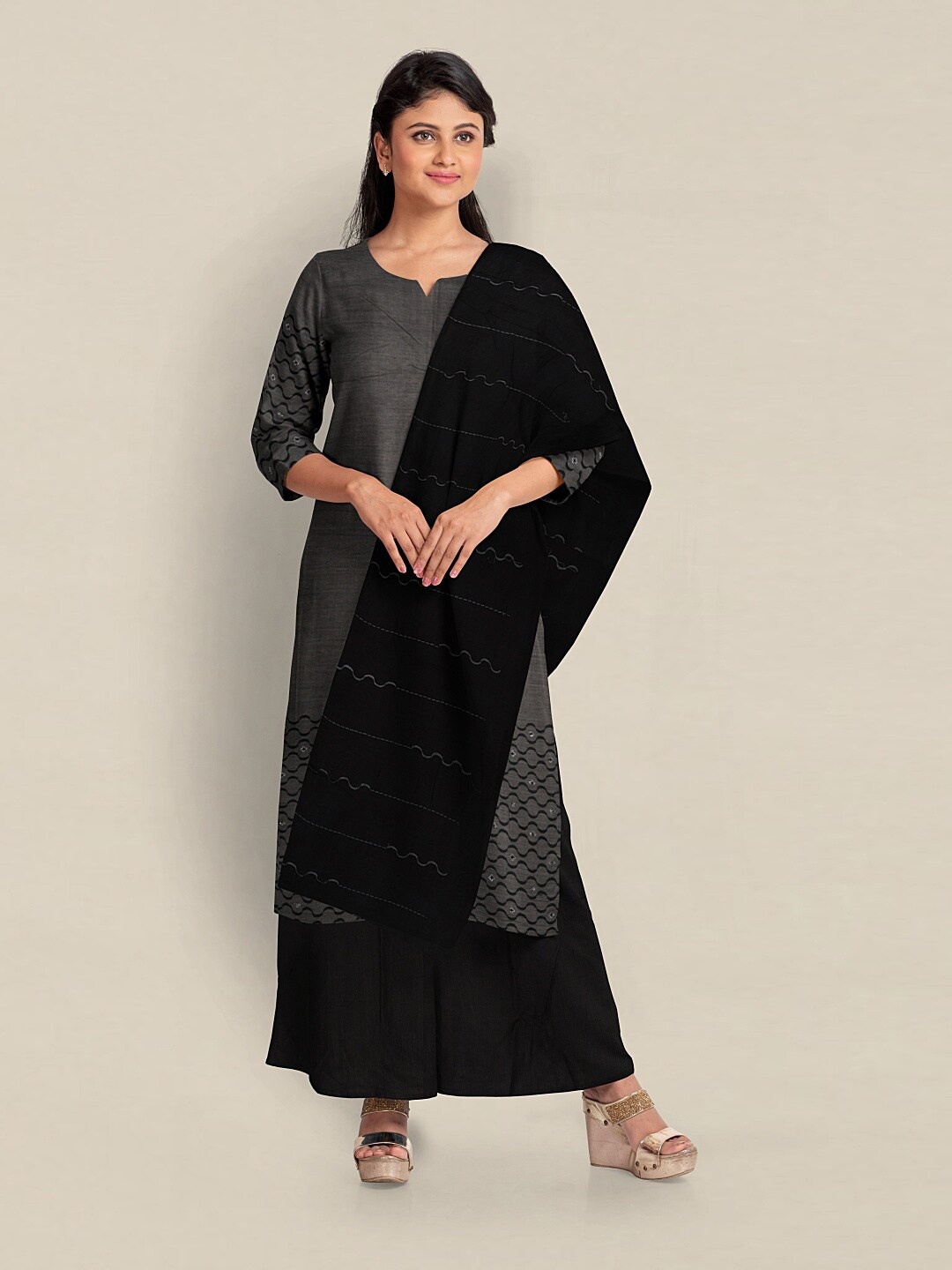 

Pothys Unstitched Dress Material, Grey