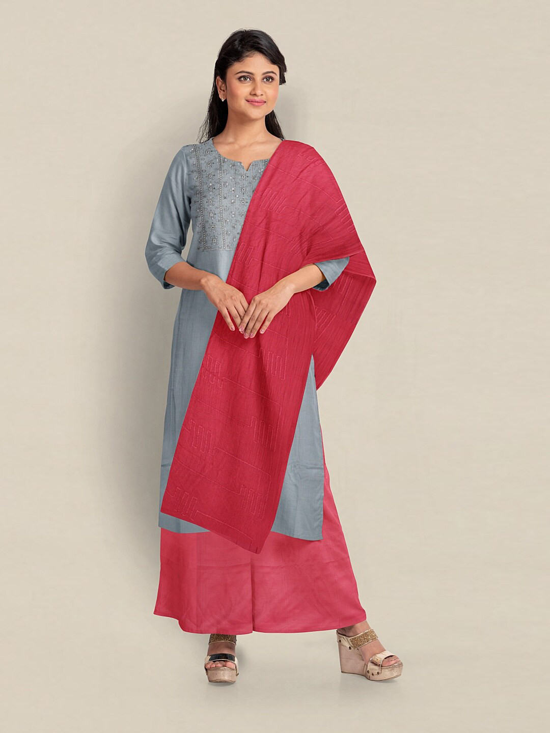 

Pothys Embroidered Unstitched Dress Material, Grey