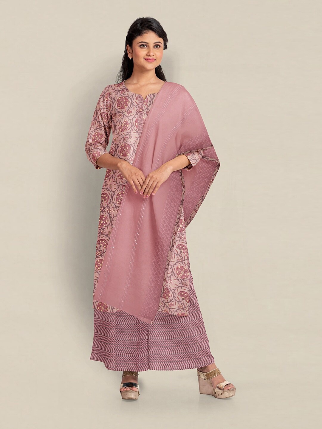 

Pothys Viscose Rayon Unstitched Dress Material, Pink