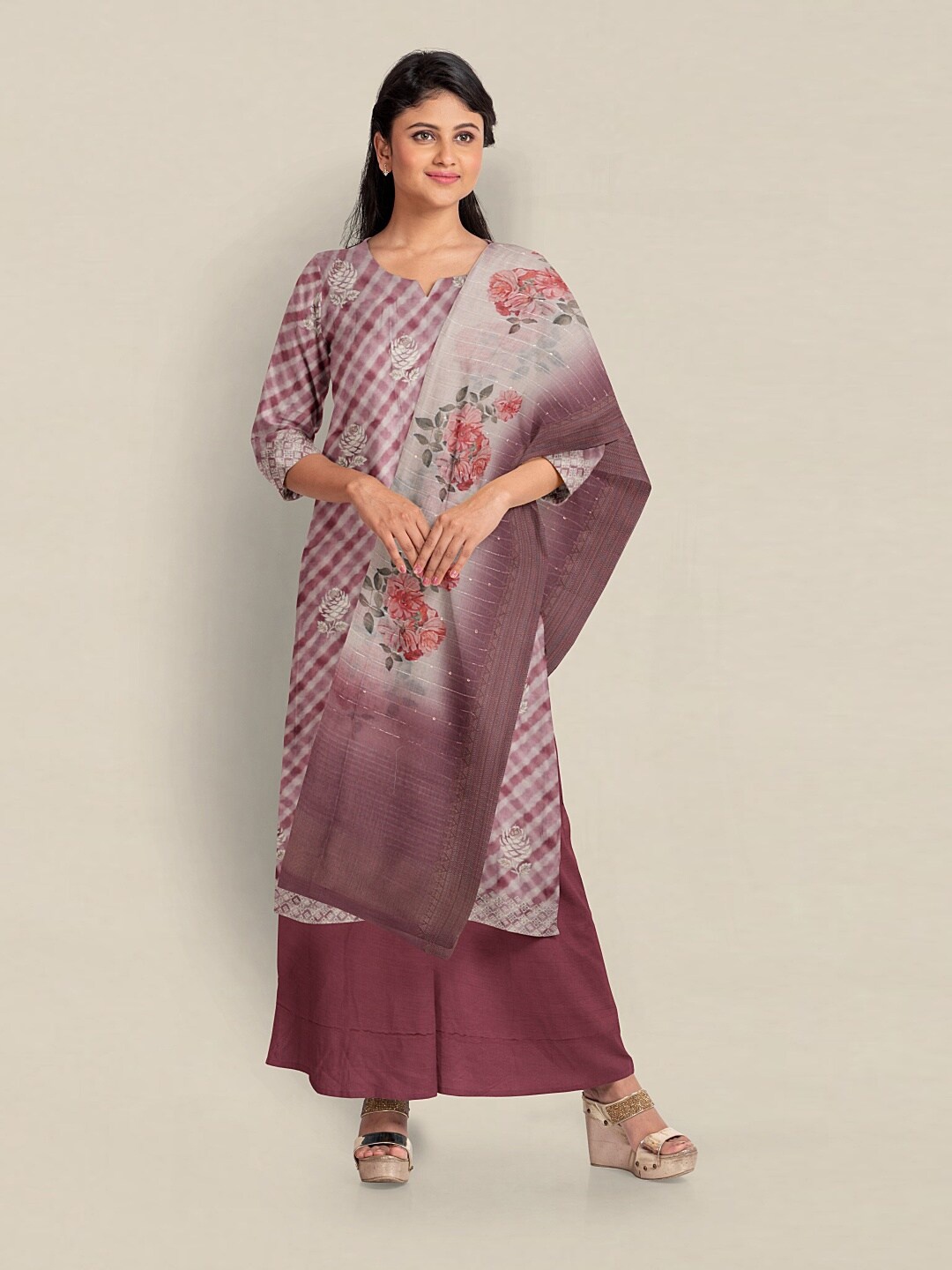 

Pothys Unstitched Dress Material, Pink