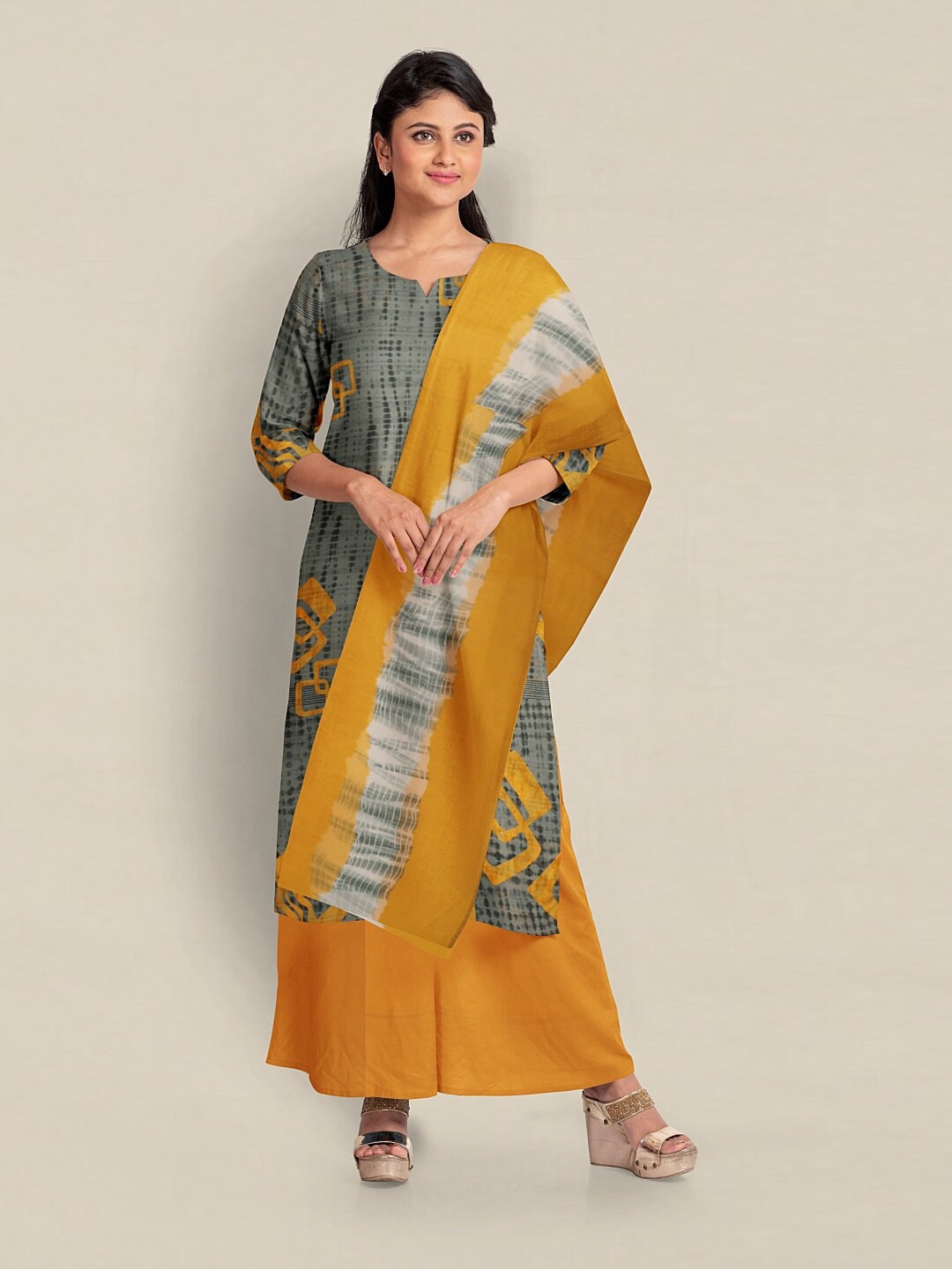 

Pothys Dyed Unstitched Dress Material, Green