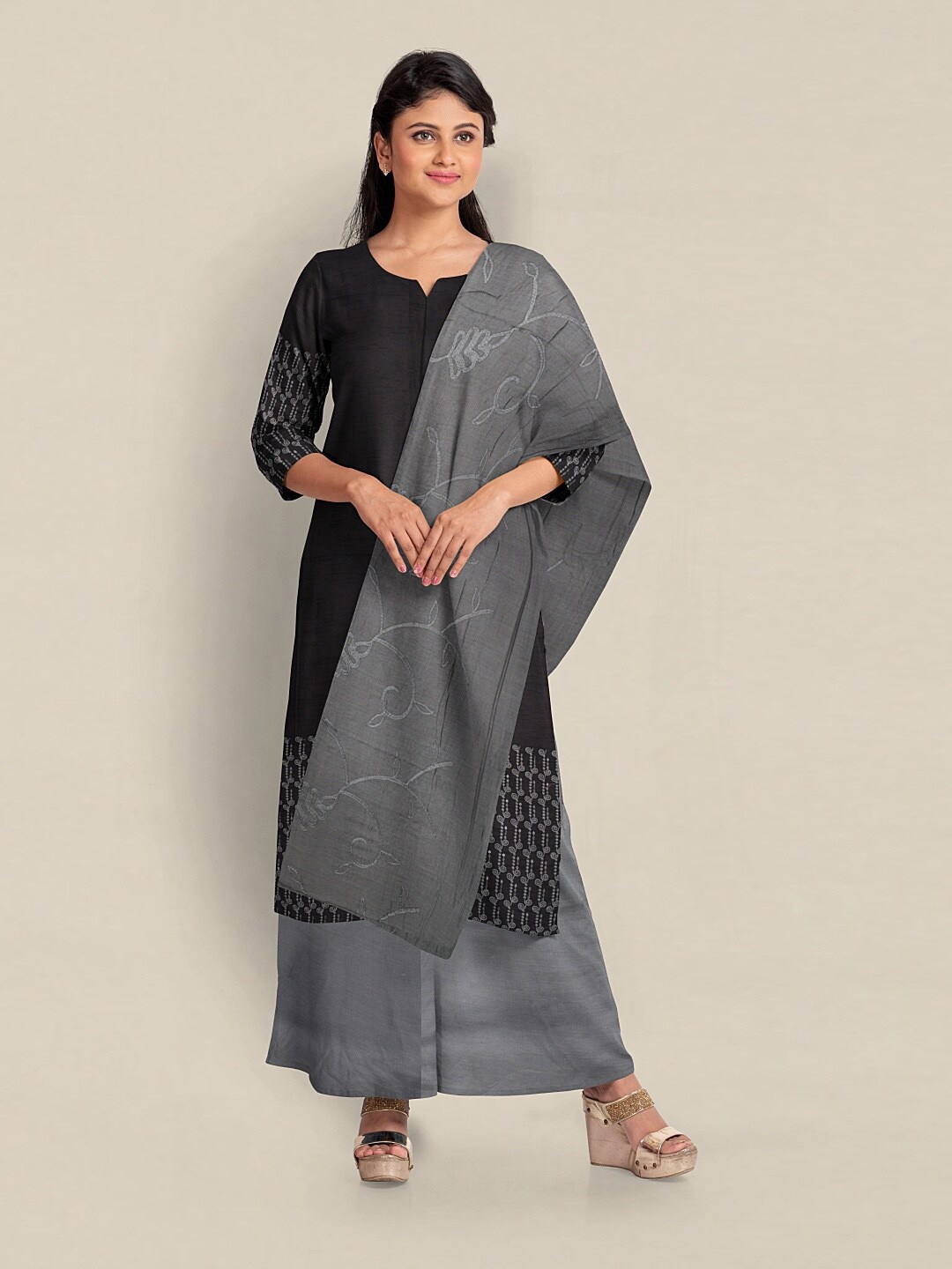 

Pothys Unstitched Dress Material, Black